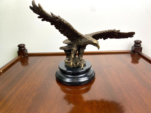 Bronze sculpture eagle art - bronze,