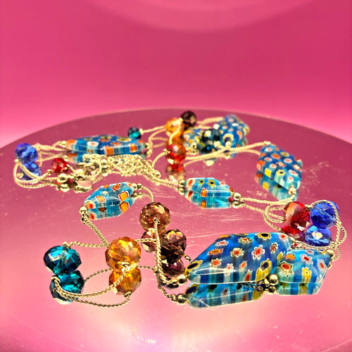 Blue millefiori glass - m&s,