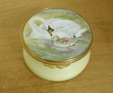 Kingsley Enamels Hand Painted "Swan & Cygnet" Enamel Box - 2 1/4"(5.75cms)