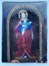19th century Antique Limoges Kiln-fired Enamel Portrait Miniature