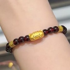 24K Gold Baguette Cat & Garnet