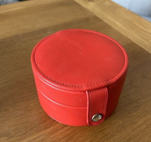 Red faux leather jewellery box - leather,