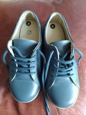 Easy B Blue Leather Extra Wide Deep Comfort Shoes Lace Up Size 3 New