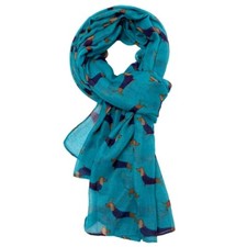 Dachshund scarf ladies teal - ladies,