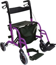 AIDAPT Duo Deluxe Rollator and Transit Chair in One Colour Purple VP184PURPLE