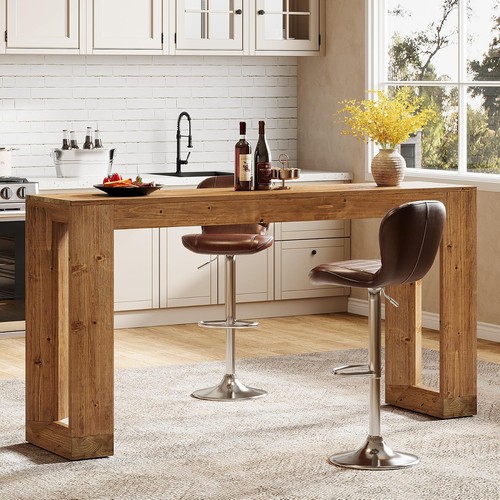 Long solid wood bar table - wood,