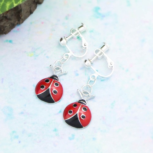 Ladybird clip earrings - clip, on