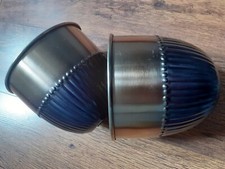 Pair of ornate purple & gold metal plant pots, ideal for artificial rose trees.