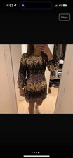 Chrishell x Lipsy  Sequin Short Party Dress Size 10 long sleeve belted
