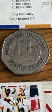 OLD STYLE BAILIWICK OF JERSEY GROSNEZ CASTLE 1990 50p COIN, CIRCULATED CONDITION