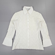 Anne Fontaine Womens White Shirt 38 Stretch Button Up Elegant