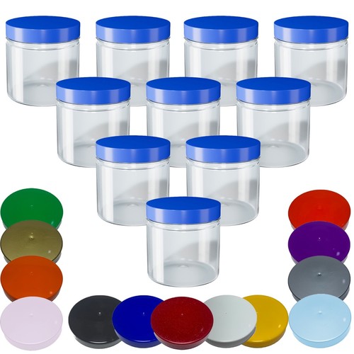 Round plastic storage jars - round,