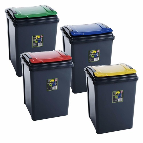 Plastic recycle bin with lid - recycle,
