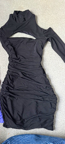Polly black ruched - ruched, bodycon
