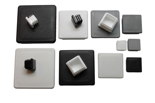Square white plastic - end, caps