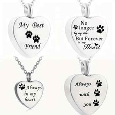Pet Heart Paws Cremation Urn Necklace Pendant Ashes Memorial Locket Keepsake
