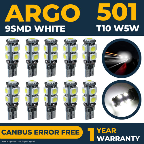 T10 501 led car white - t10, side