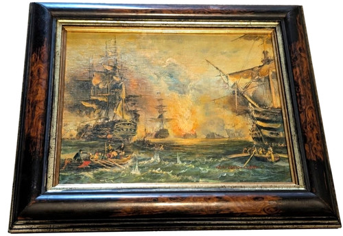 Framed oil canvas e c - on,