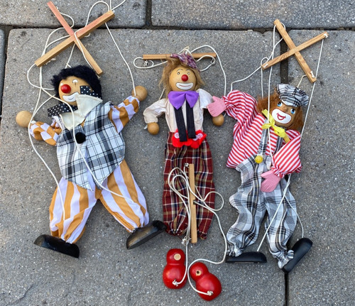Vintage wooden clown string - 3,