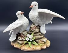 White Doves Akita Porcelain Sculpture by Kowa for Vaga International ~ VGC