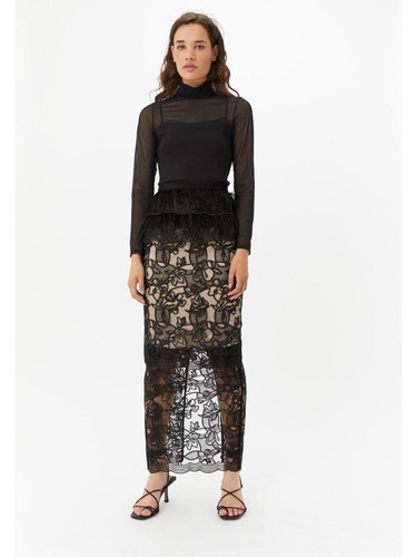 Black lace maxi skirt - lace, coast