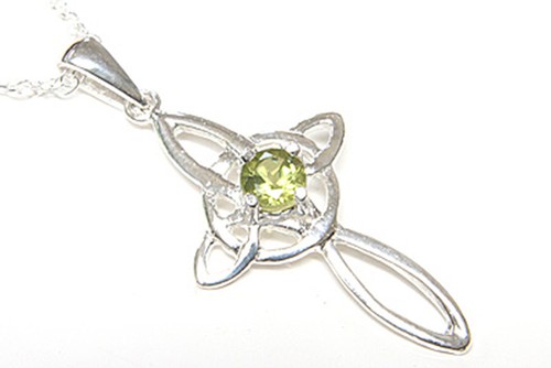 Sterling silver peridot - silver, cross