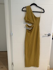 Zara Women's Mono Strap Asymmetrical Cut-Out Midi Dress – Mustard Yellow Size M