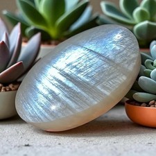 White Moonstone Palm Stone