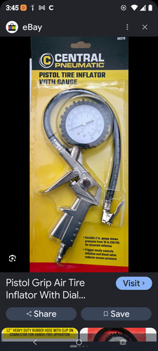 Tire inflator with - tire, gauge