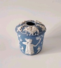 Antique Jasperware Lidded Pot Hair Receiver SCHAFER & VATER 