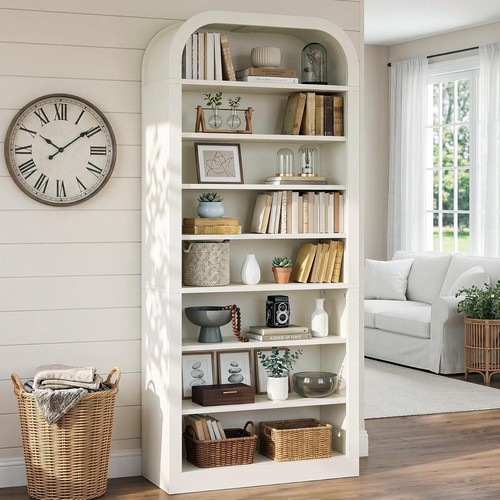 Tall white bookshelf - 74”,