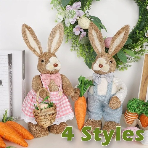 35cm easter straw rabbit - easter,