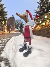 ChiselCraft Hand Carved Wooden Bamboo Root Christmas Duck Santa Father Christmas
