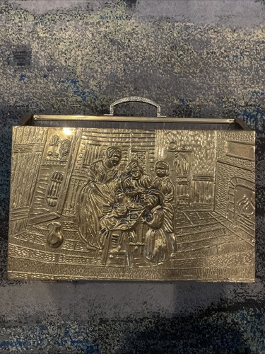 Hammered brass metal wood - brass,