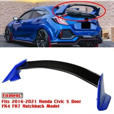 For Honda Civic 2016-21 Hatchback 5D R Style Gloss Black+Blue Rear Trunk Spoiler