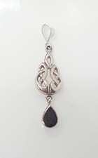 Gorgeous Kit Heath Real Blue/Grey Stone Celtic Design Pendant 925 Silver #22571