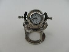 Novelty Miniature WM Widdop Collectors Chrome World Globe Quartz Clock