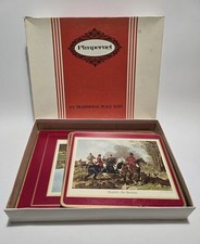 Vintage Set of 7 Pimpernel English Fox Hunting Placemats Cork Back Mint