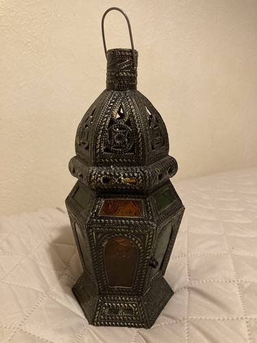 Metal moroccan style candle - moroccan,