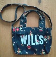 Jack Wills Black Floral Canvas Cross Over Bag 13x9"