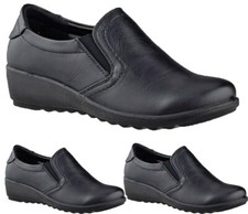 Womens Slip On EEE Wide Fit Comfort Walking Shoes Ladies Wedge Nurse Shoes
