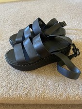 Fitflop Eloise Platform Wedge Black Leather Size 5 New