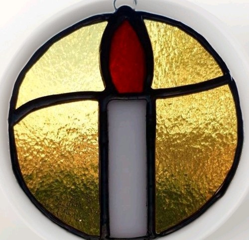 Stained glass candle disk - stained,