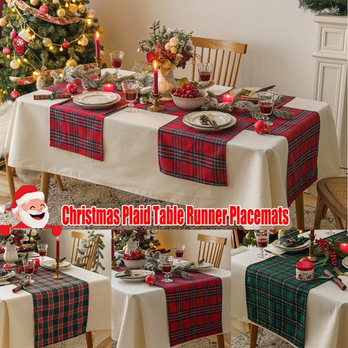 Christmas table mats - table, plaid