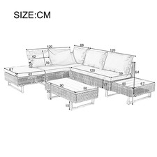 Mixed Khaki Rattan Corner Sofa