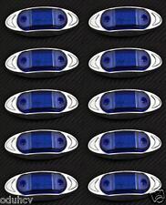 10 pcss Blue 24V Side Chrome 6 LED Oval Marker Lights Truck Trailer Lorry