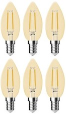 6 x Decorative Amber Candle Filament LED Light Bulb E14 Small Screw Warm White