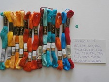 ANCHOR embroidery cross stitch threads vibrant orange yellow turquoise x  15
