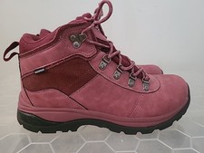 COTTON TRADERS BURGUNDY NUBUCK SUEDE WATERPROOF WALKING BOOTS SIZE 8