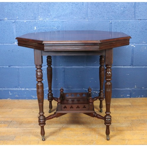 Victorian walnut octagonal - a,